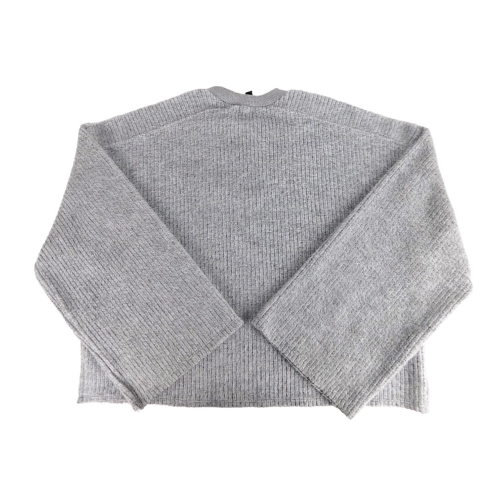 Topshop Bell Wide Sleeve Fall Gray Ribbed Cropped Loose-fit Sweater size Small - Picture 2 of 4